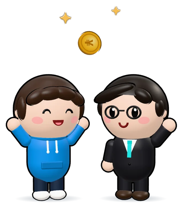 手をふるキャラクターとFPの3Dイラスト